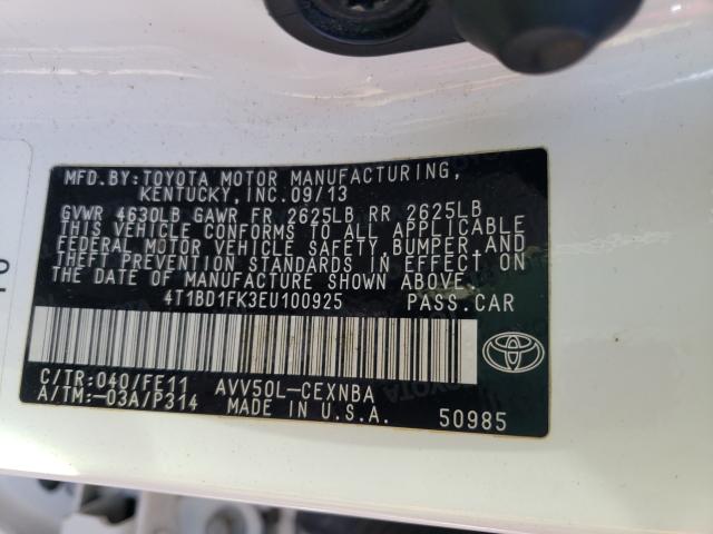 2014 TOYOTA CAMRY HYBR - 4T1BD1FK3EU100925