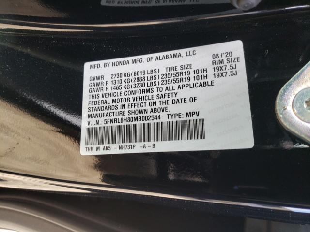 2021 HONDA ODYSSEY TO 5FNRL6H80MB002544