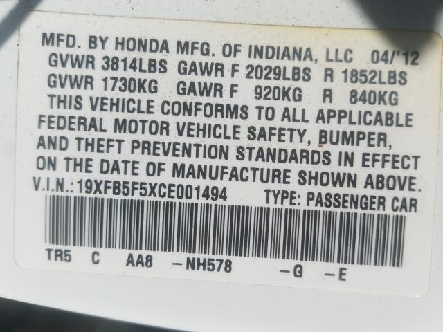 2012 HONDA CIVIC NATU 19XFB5F5XCE001494