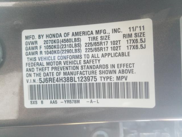 2011 HONDA CR-V LX 5J6RE4H38BL123975