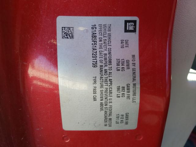 2010 CHEVROLET COBALT LS 1G1AB5F51A7201759