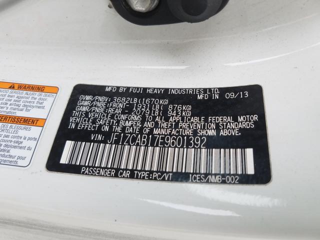 2014 SUBARU BRZ 2.0 PR JF1ZCAB17E9601392