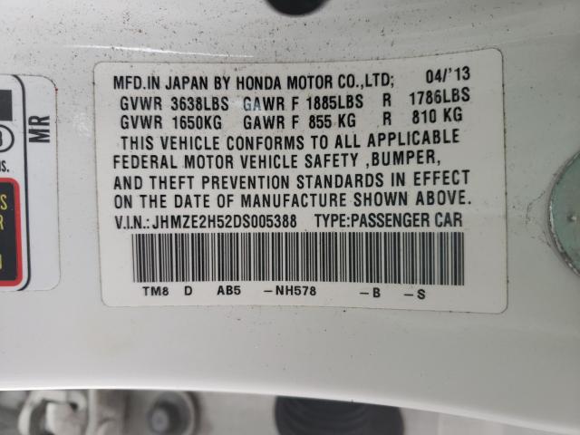 2013 HONDA INSIGHT LX JHMZE2H52DS005388