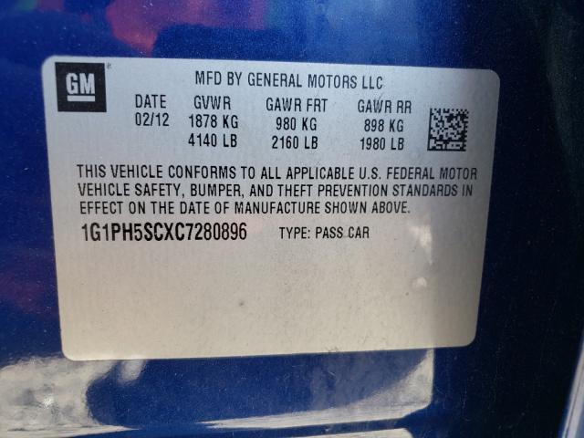 2012 CHEVROLET CRUZE LTZ 1G1PH5SCXC7280896