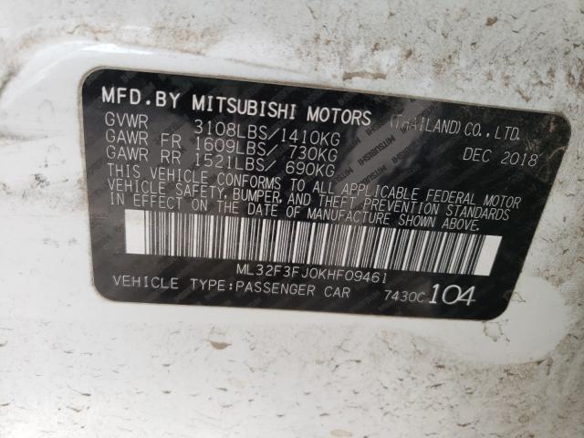 2019 MITSUBISHI MIRAGE G4 ML32F3FJ0KHF09461