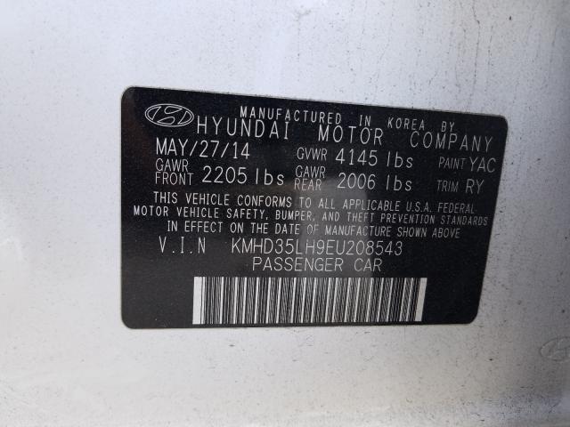 2014 HYUNDAI ELANTRA KMHD35LH9EU208543
