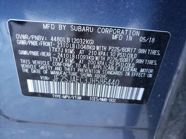 2018 SUBARU FORESTER 2 - JF2SJAEC3JH586440