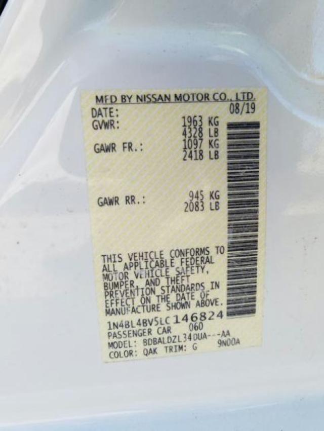 2020 NISSAN ALTIMA S 1N4BL4BV5LC146824