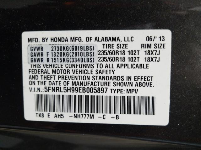 2014 HONDA ODYSSEY TO 5FNRL5H99EB005897