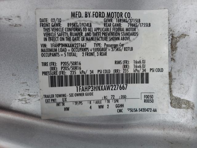 2010 FORD FOCUS SEL - 1FAHP3HNXAW227667