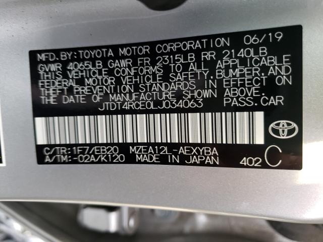 2020 TOYOTA COROLLA XS JTDT4RCE0LJ034063