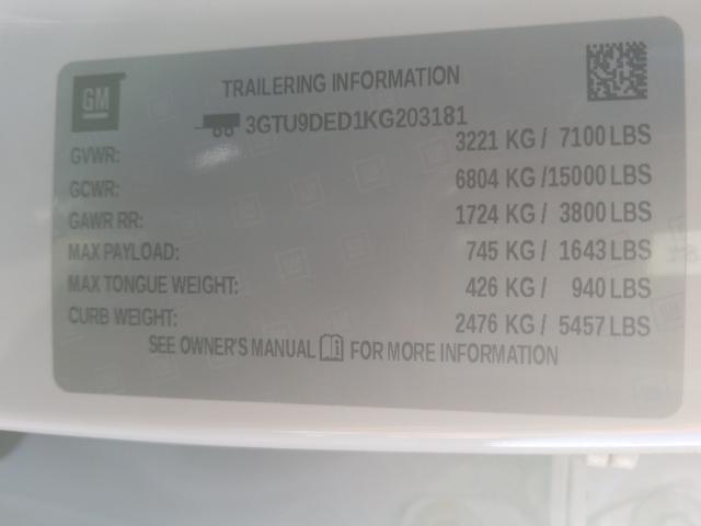 2019 GMC SIERRA 3GTU9DED1KG203181