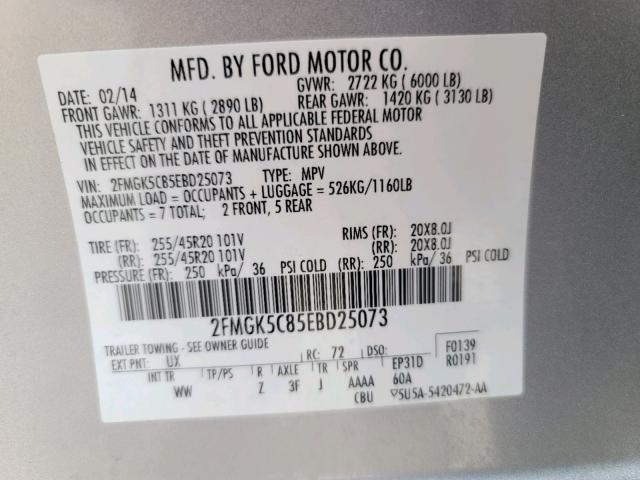 2014 FORD FLEX SEL 2FMGK5C85EBD25073