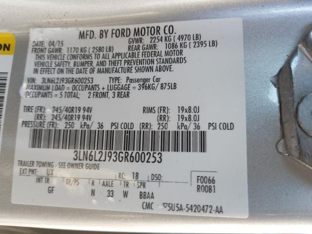 2016 LINCOLN MKZ 3LN6L2J93GR600253