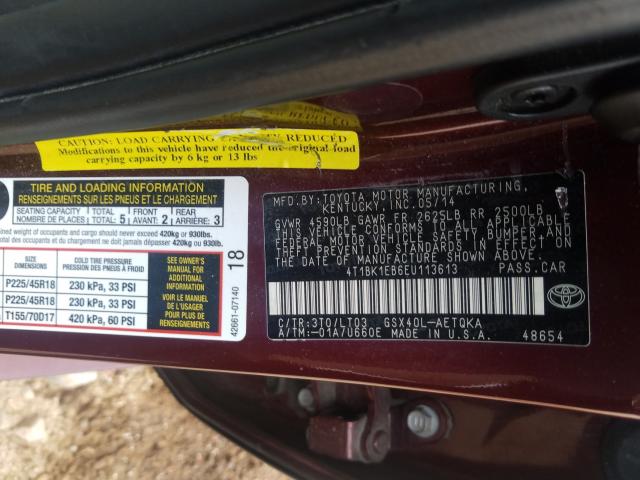 2014 TOYOTA AVALON BAS 4T1BK1EB6EU113613