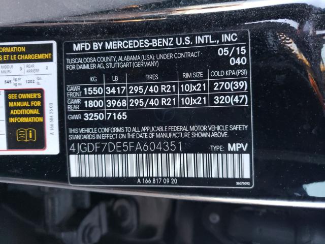 2015 MERCEDES-BENZ GL 550 4MA 4JGDF7DE5FA604351