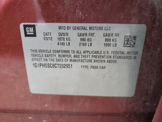 2012 CHEVROLET CRUZE LTZ 1G1PH5SC8C7292951