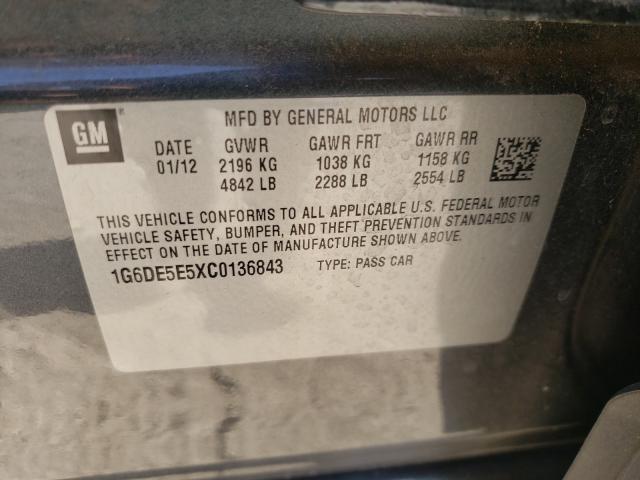 2012 CADILLAC CTS LUXURY 1G6DE5E5XC0136843