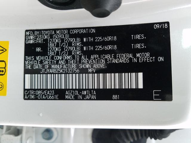 2019 LEXUS NX 300 BAS JTJYARBZ5K2132756