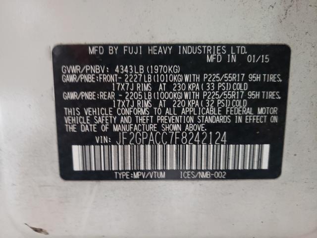 2015 SUBARU XV CROSSTR JF2GPACC7F8242124