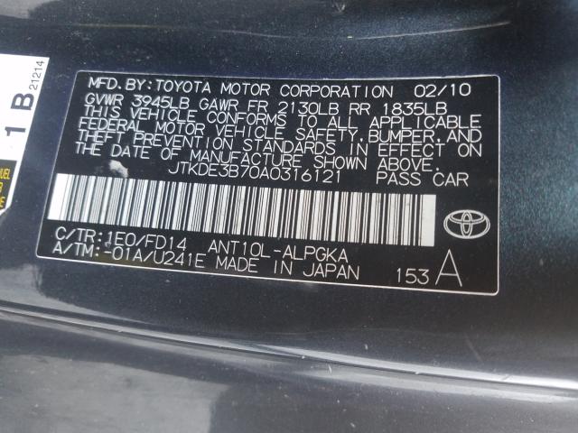 2010 TOYOTA SCION TC JTKDE3B70A0316121