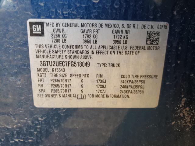 2015 GMC SIERRA K15 3GTU2UEC7FG518049