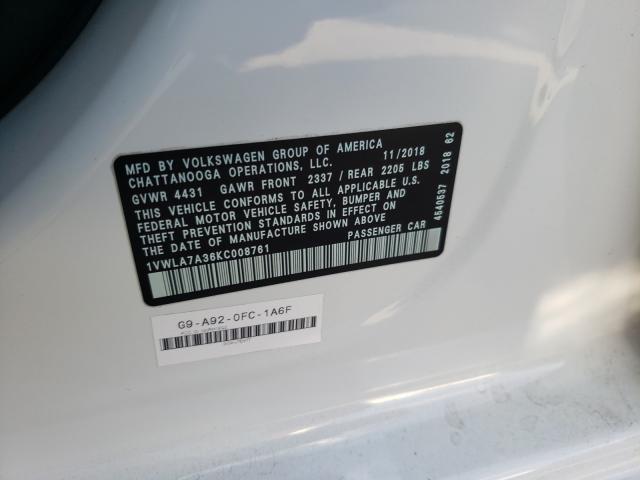 2019 VOLKSWAGEN PASSAT WOL 1VWLA7A36KC008761