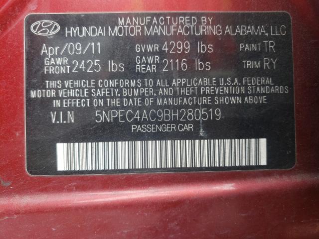 2011 HYUNDAI SONATA 5NPEC4AC9BH280519