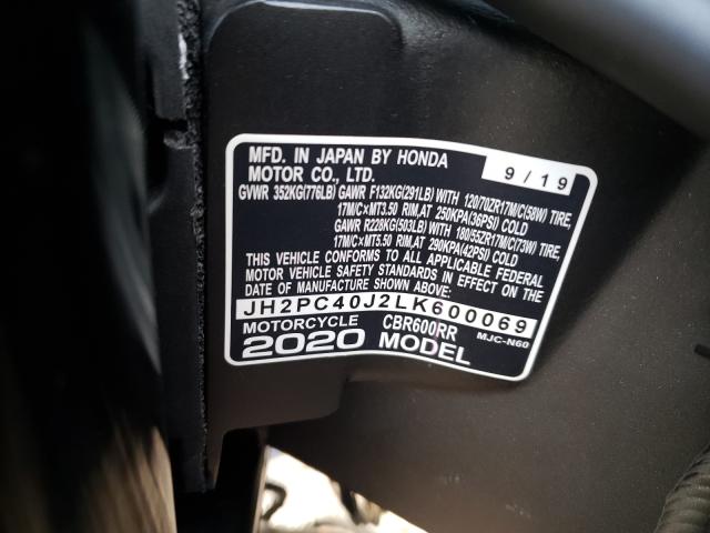 2020 HONDA CBR600 RA JH2PC40J2LK600069