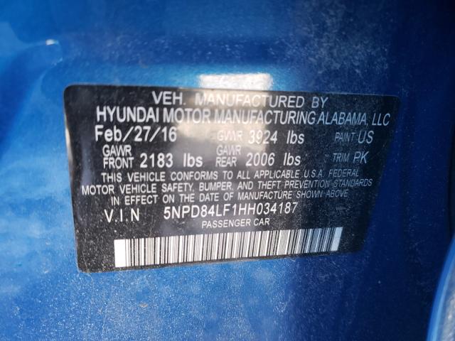 2017 HYUNDAI ELANTRA LI 5NPD84LF1HH034187