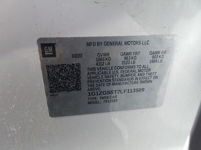 2020 CHEVROLET MALIBU RS 1G1ZG5ST7LF113509