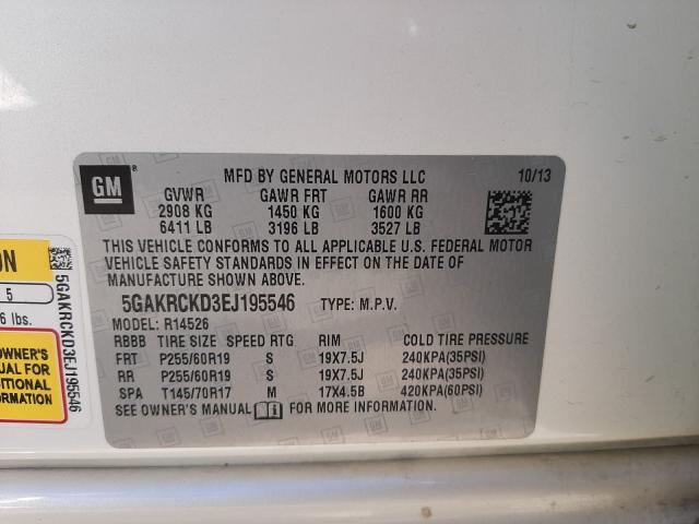 2014 BUICK ENCLAVE 5GAKRCKD3EJ195546