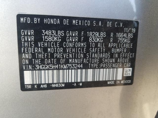 2019 HONDA FIT LX 3HGGK5H41KM753244
