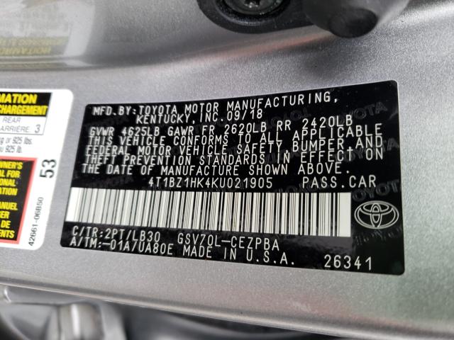 2019 TOYOTA CAMRY XSE - 4T1BZ1HK4KU021905