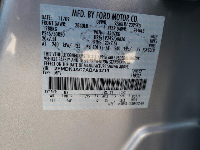 2010 FORD EDGE SPORT 2FMDK3AC7ABA80219