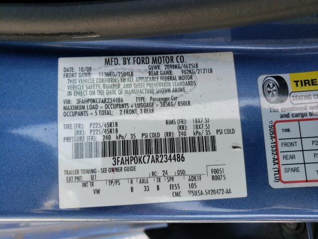 2010 FORD FUSION SPO 3FAHP0KC7AR234486