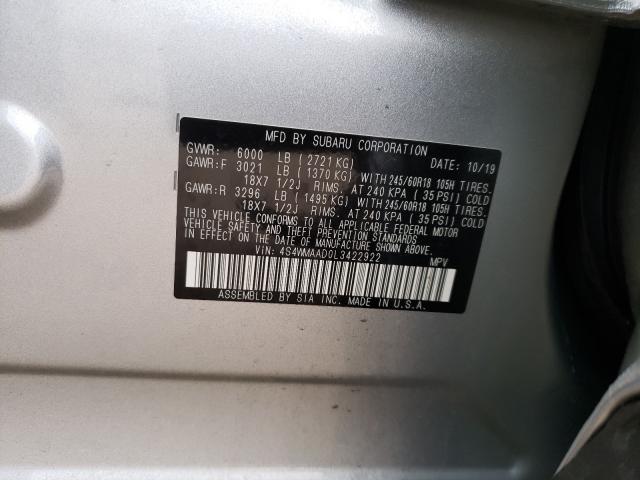 2020 SUBARU ASCENT 4S4WMAAD0L3422922
