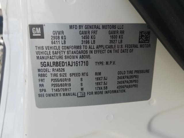 2010 BUICK ENCLAVE CX 5GALRBED1AJ161710