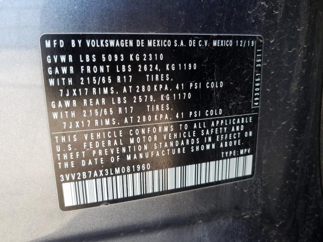 2020 VOLKSWAGEN TIGUAN SE - 3VV2B7AX3LM081960
