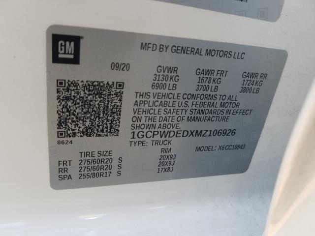 2021 CHEVROLET SILVERADO - 1GCPWDEDXMZ106926