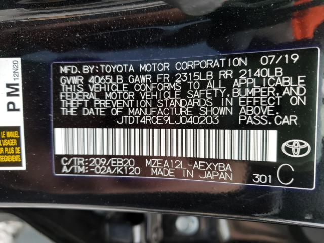2020 TOYOTA COROLLA XS JTDT4RCE9LJ040203