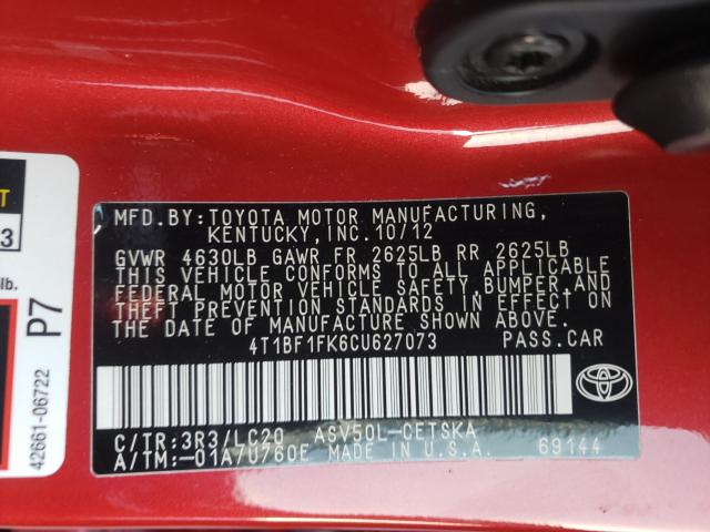 2012 TOYOTA CAMRY BASE - 4T1BF1FK6CU627073
