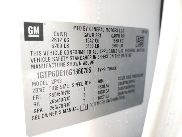 2016 GMC CANYON SLT 1GTP6DE16G1360786