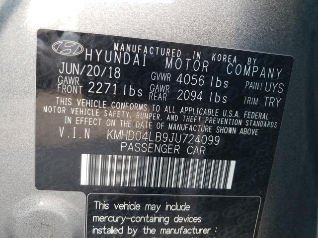 2018 HYUNDAI ELANTRA SP KMHD04LB9JU724099
