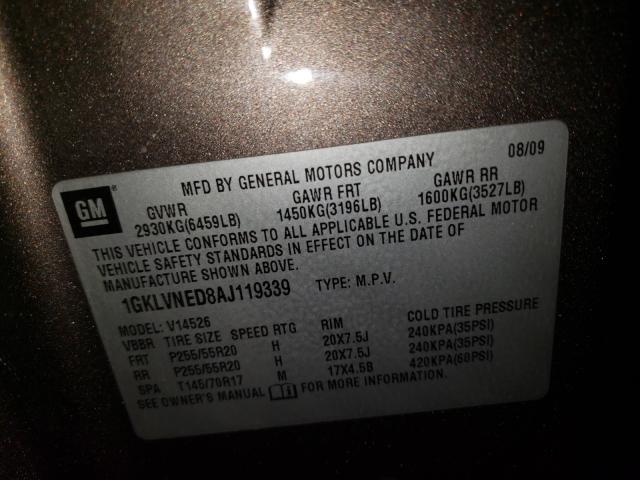 2010 GMC ACADIA SLT 1GKLVNED8AJ119339