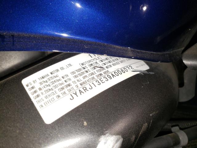 2009 YAMAHA FZ6 SHG JYARJ13E39A006072