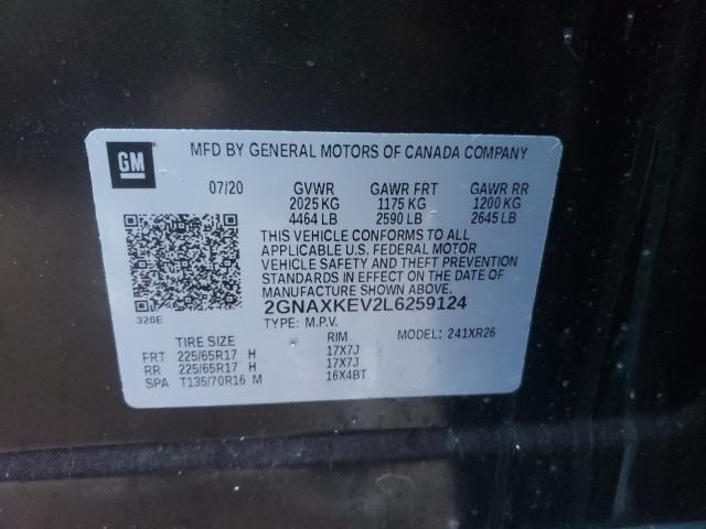 2020 CHEVROLET EQUINOX LT 2GNAXKEV2L6259124