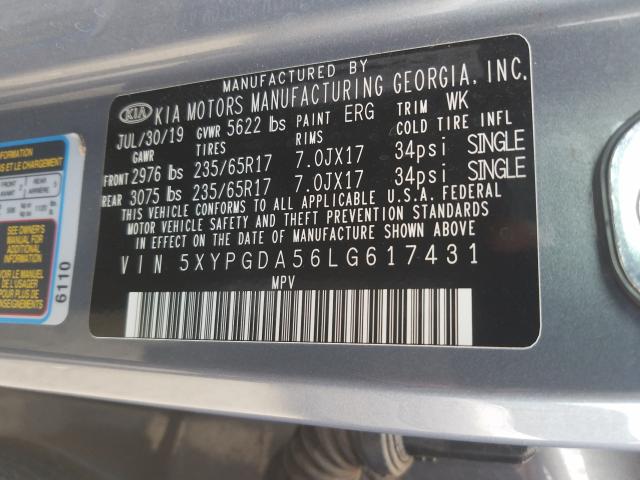 2020 KIA SORENTO S 5XYPGDA56LG617431