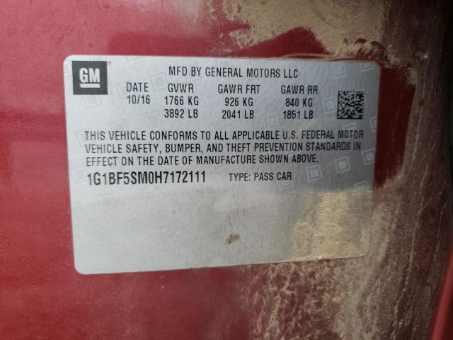 2017 CHEVROLET CRUZE PREM 1G1BF5SM0H7172111