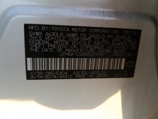 2016 LEXUS IS 200T JTHBA1D26G5029781